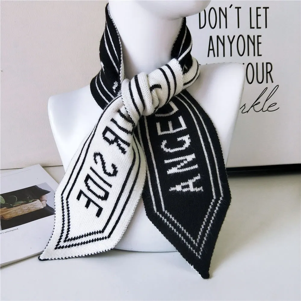

2019 Winter Spring Letter Design Black Pink Yellow Plain Blanket Scarf Echarpe Warm Knitted Neck Collar Scarves for Women Coat
