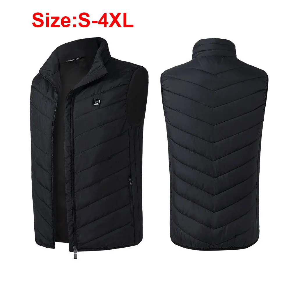 

Electric Heated Vest Heated Pad USB Winter Black Down Cotton Hot Compress Thermal Sleeveless Warm Jacket Heated