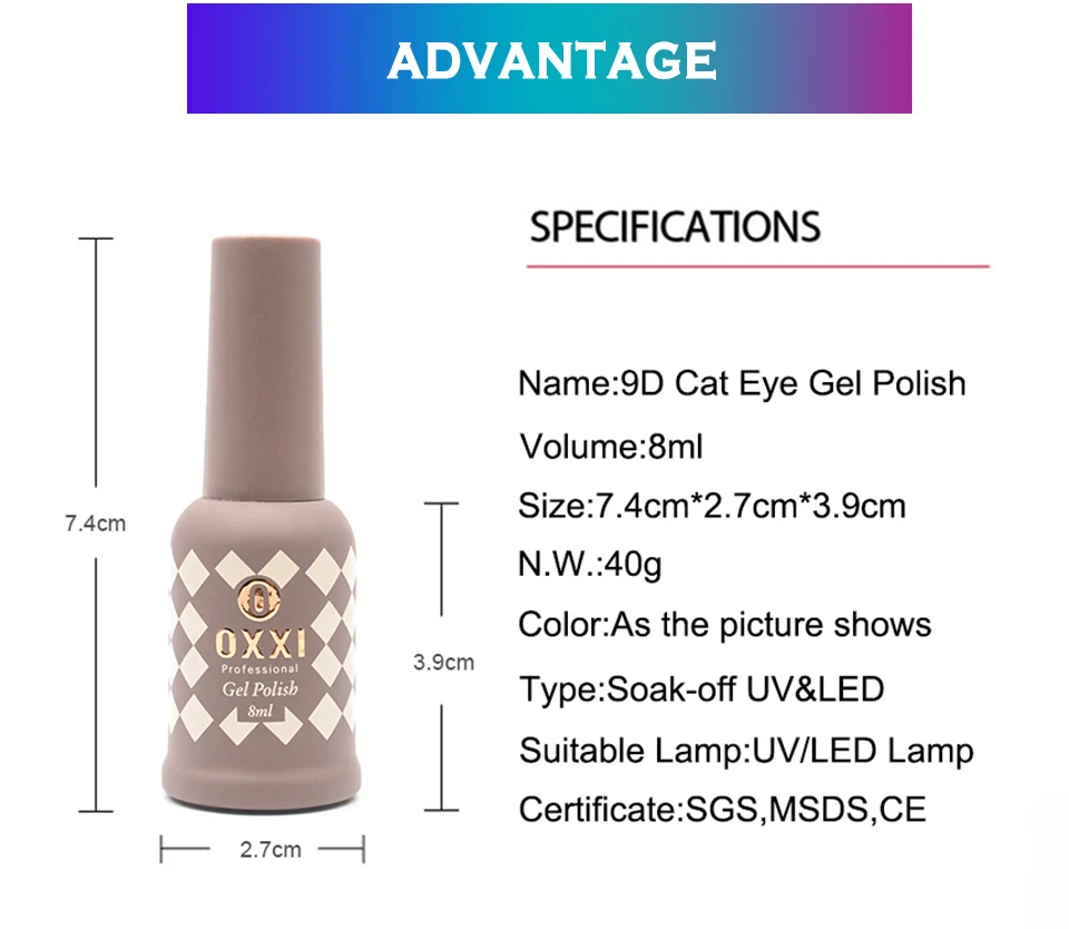 Oxxi новейший 9D Гель-лак для кошачьих глаз 8 мл набор Гель-лак для ногтей Art Aurora лак Гибридный Полупостоянный геллак магнит
