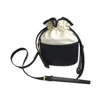 

Small Bag Female Wild Messenger Bag Girl Shoulder Small Fresh Canvas Bucket Bag Black