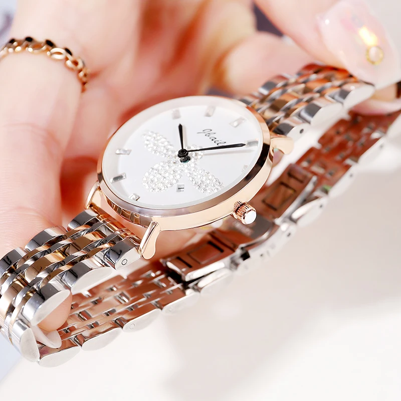Fashion Women Watch Crystal Cute Animal Dial Ladies WristWatch Female Bracelet Stainless Strap Rhinestone Dress Clock Reloj
