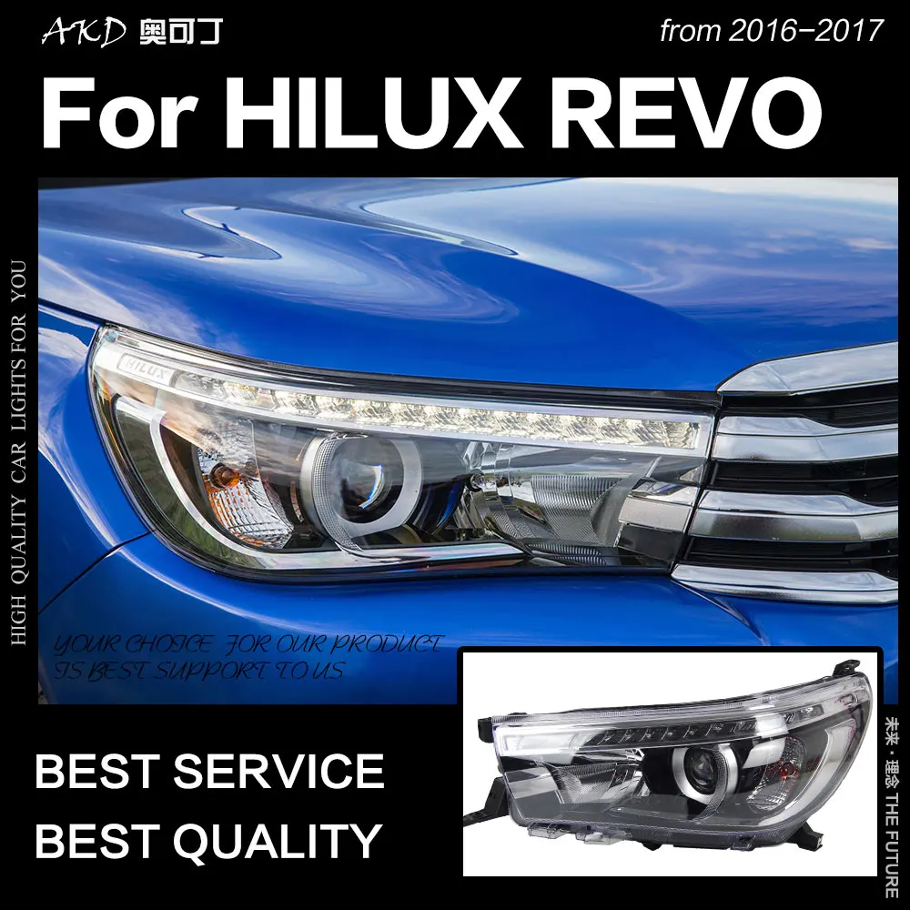 AKD автостайлинг для Toyota Hilux фары 2015 2017 Новинка Revo светодиодный ные DRL Hid ангельские
