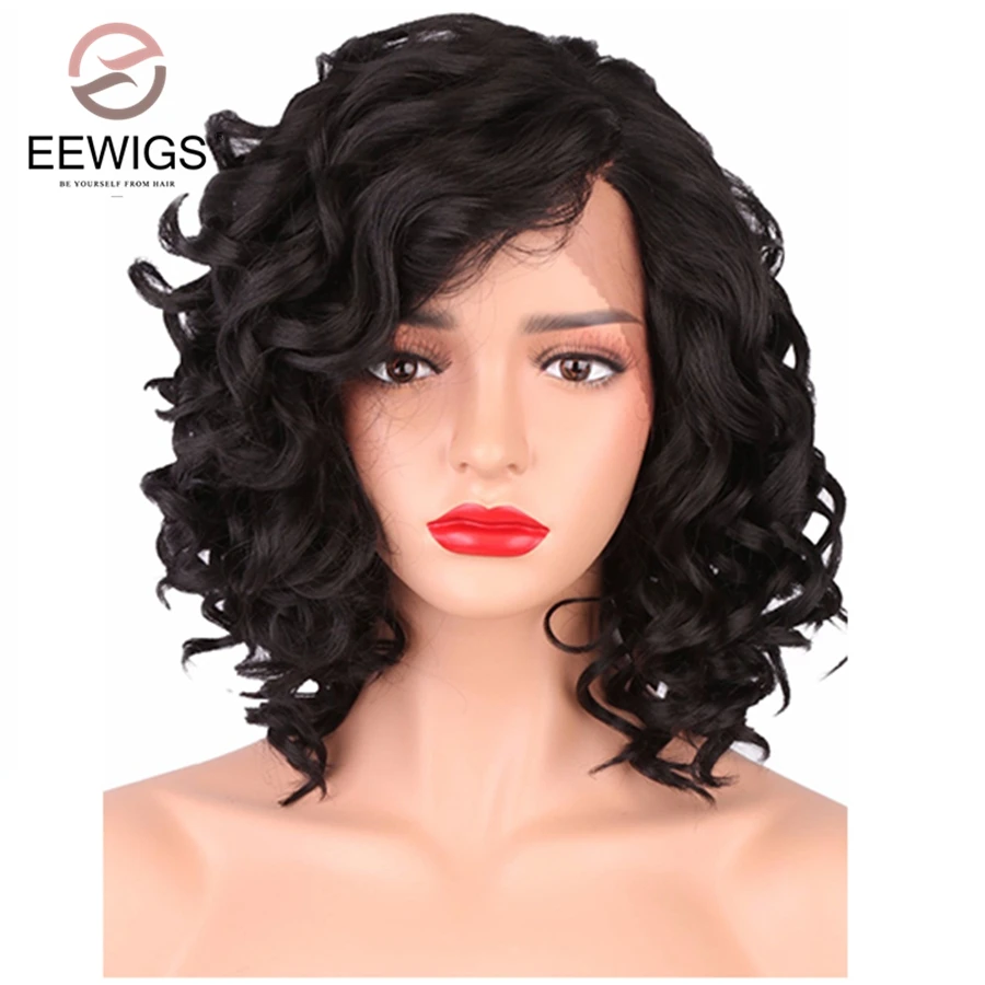 EEWIGS термостойкий короткий парик для чернокожих женщин свободная волна