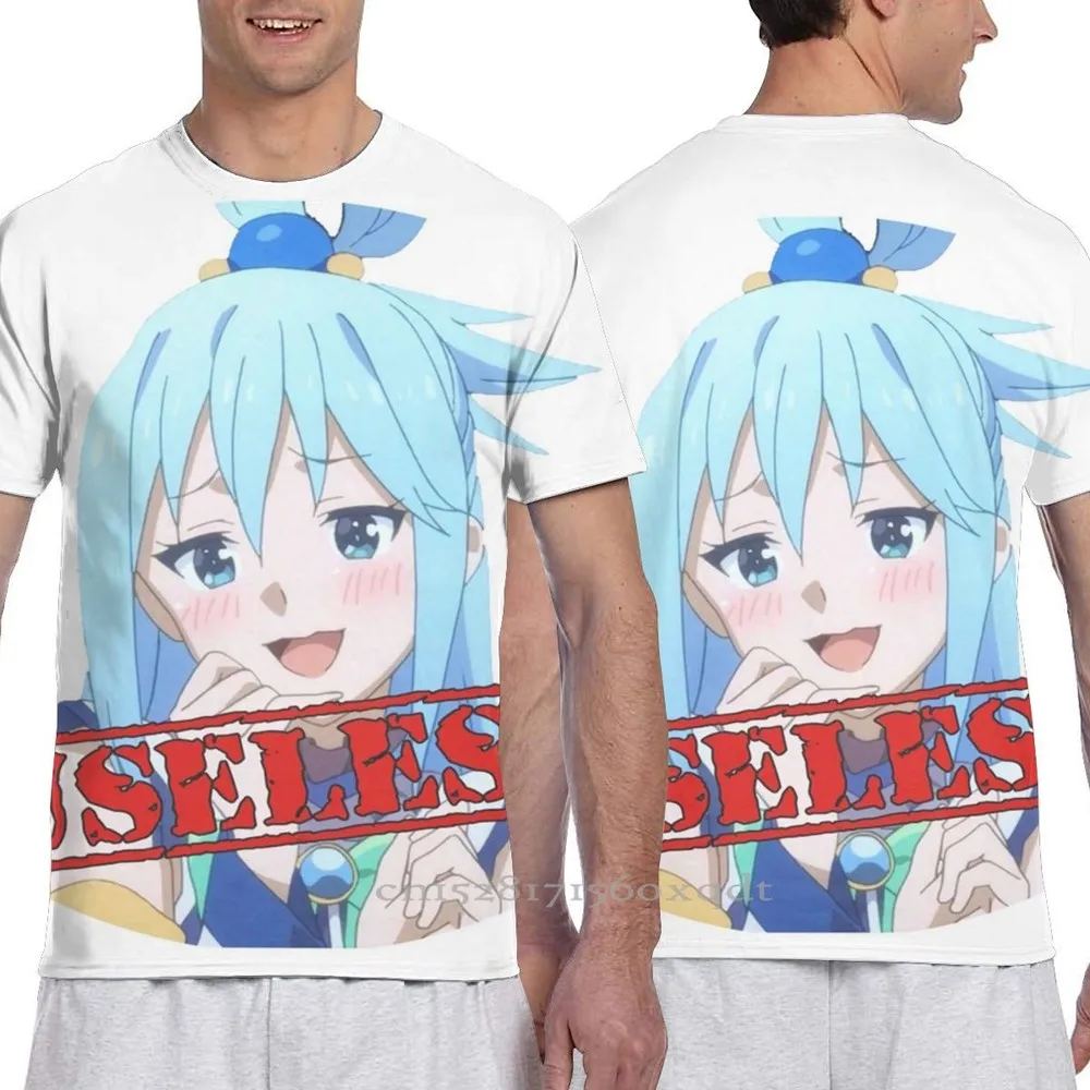 Одежда для родителей и детей модная мужская футболка Konosuba Aqua Is A движущаяся