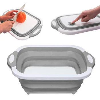 

Multi-function 3 In 1 Folding Cutting Board Kitchen Foldable Drain Basket Chopping Blocks Washing Basket Kitchen Organizer