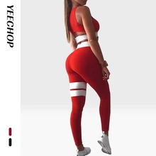 Women Tracksuit Solid Yoga Set Patchwork Running Fitness Jogging T-shirt Leggings Sports Suit Gym Sportswear Workout Clothes S-L