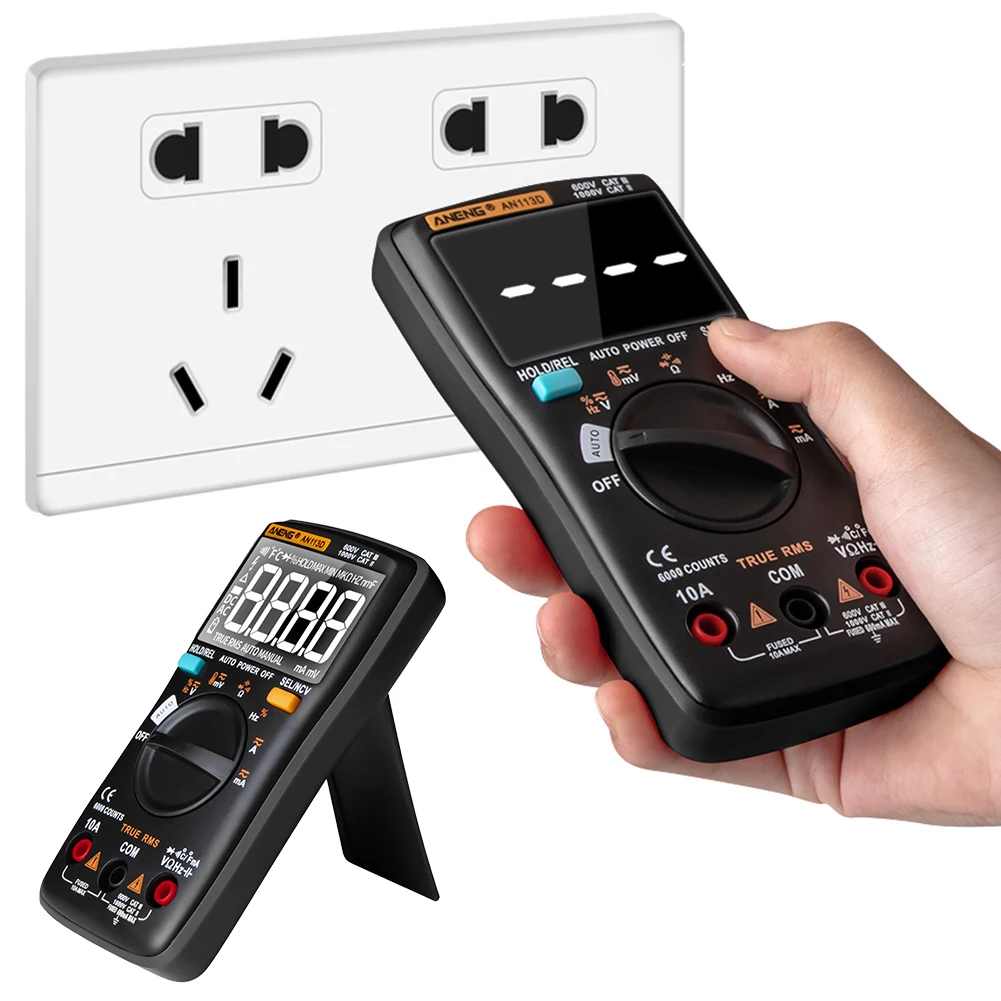 AN113D True RMS LCD Digital Auto Range Multimeter AC/DC Voltage Tester Mete OHM Volt AC DC | Инструменты