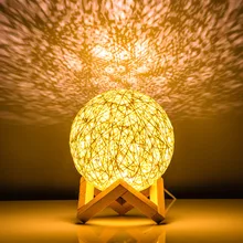 Sepak Takraw – lampe LED en forme de lune avec port USB, boule en rotin tricotée à la main, luminaire décoratif d'intérieur, idéal pour une chambre à coucher ou un mariage