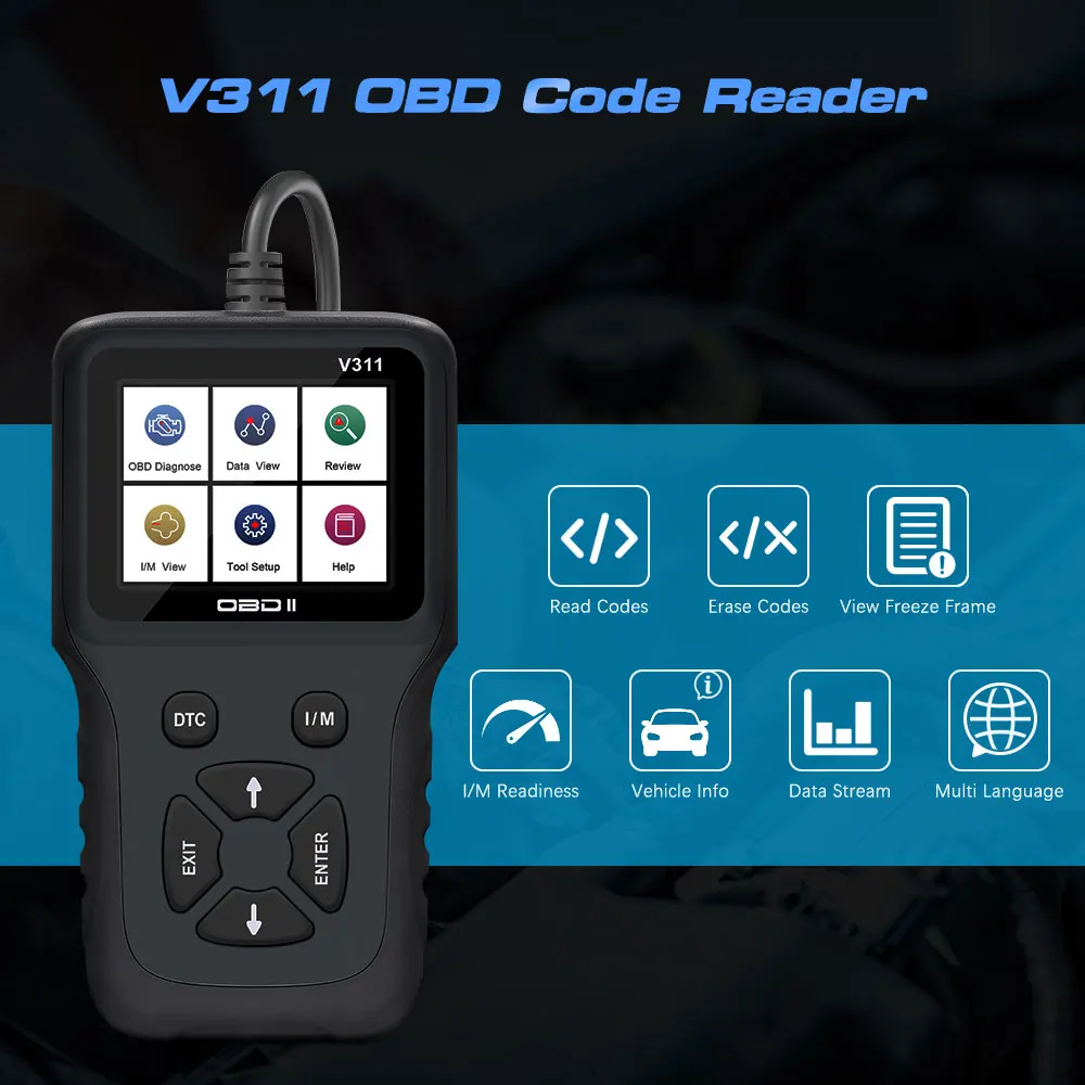 V311 полный OBD2 сканер OBD 2 считыватель кода двигателя v311 автомобильный диагностический инструмент диагностика неисправностей PK CR319 AD310 ELM327 сканер инструмент