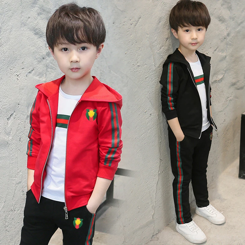 3 pcs Boys set Spring Autumn Girls Cotton Sport Jacket+pants +t-shirt Tracksuit chirdren Clothing Set WEAR for 4-12y | Детская одежда и