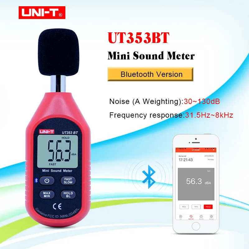 Цифровой измеритель уровня звука UT353BT Bluetooth шума 30 130 дБ контроль звука|Шумомеры| |