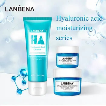 

LANBENA Hyaluronic Acid Moisturizing Series Facial Cleanser Eye Cream Face Cream Remove Fine Line Maintain PH Balance Hydration