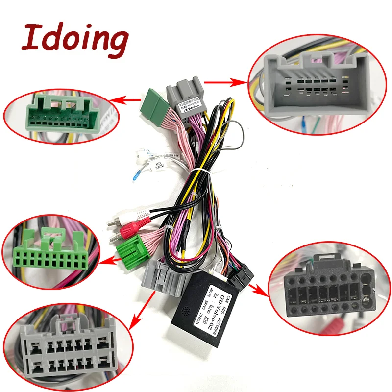 Idoing 16pin Power Wiring Harness Android Radio Optical Fiber Adapter