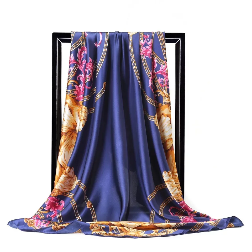 

Fashion Scarves for Women Print Satin Silk Scarf Female 90x90cm Square Shawl Bandana for Head Large Hijab Scarfs For Ladies 2019