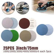 

25Pcs 3inch Wet Dry Sanding Discs Sandpaper 75mm 1000 2000 3000 4000 5000Grit For Sanding Pad Polishing