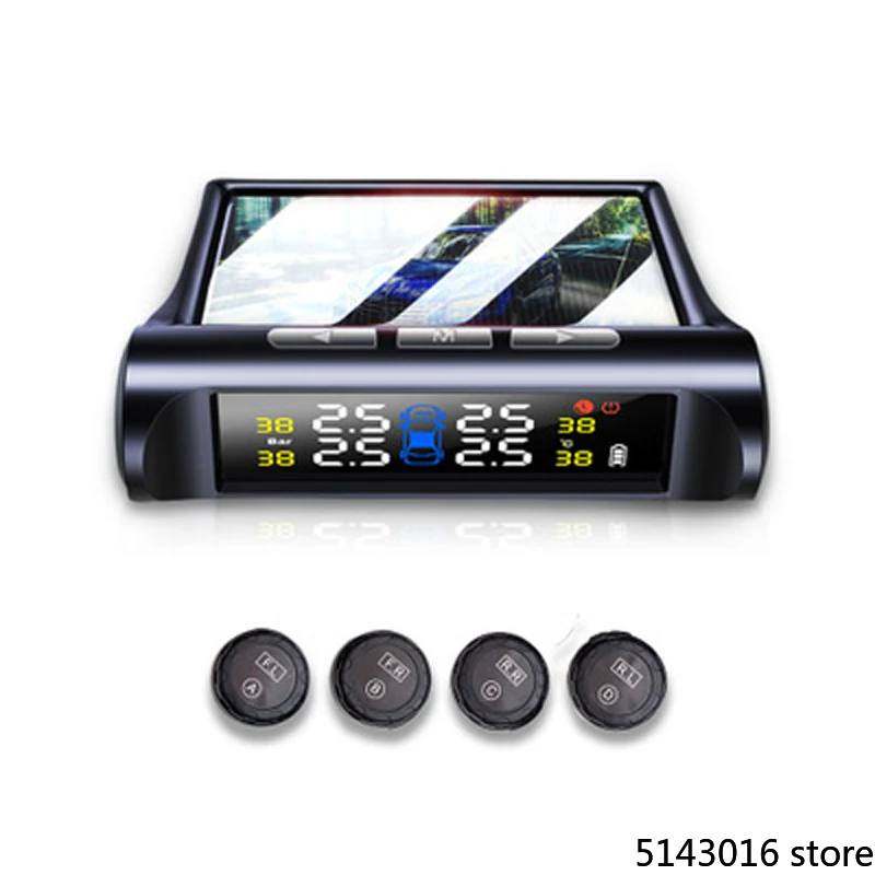 

Two Colors Car TPMS Tire Pressure Sensor Monitoring System Solar Power Digital LCD Display Security Alarm Systems Tyre Pressure