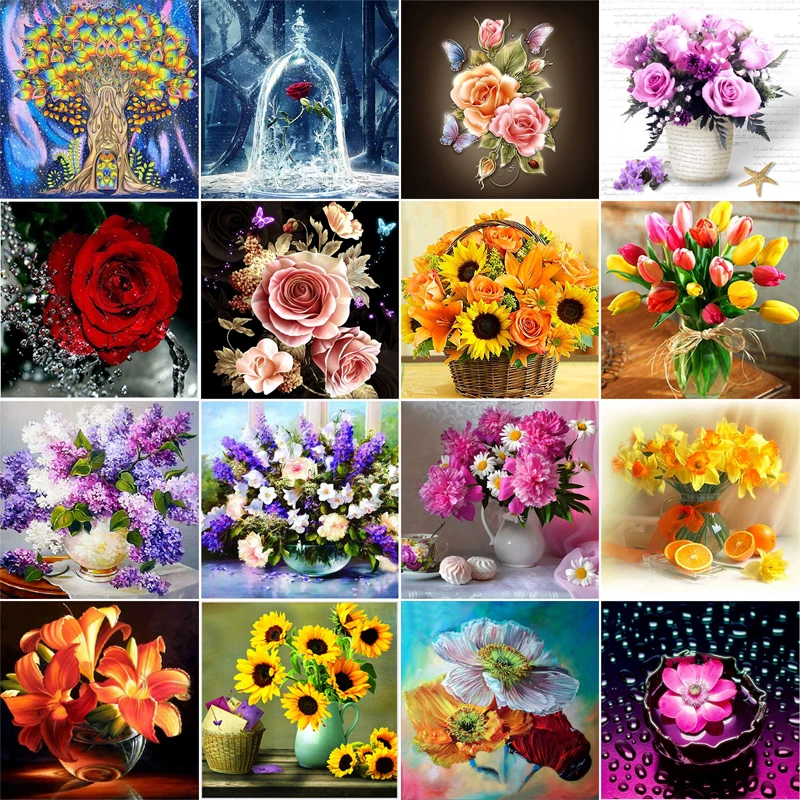 Diy 5d diamond painting flowers Diamond Embroidery round mosaic home decoration arts embroidery pattern | Дом и сад