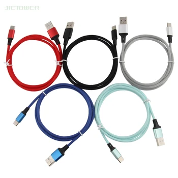 

100pcs/lot USB C Type C Cable 1m Pure Color Braided for Xiaomi Note7 Mi9 Samsung S9 Fast Charging Wire TypeC Charge Cord
