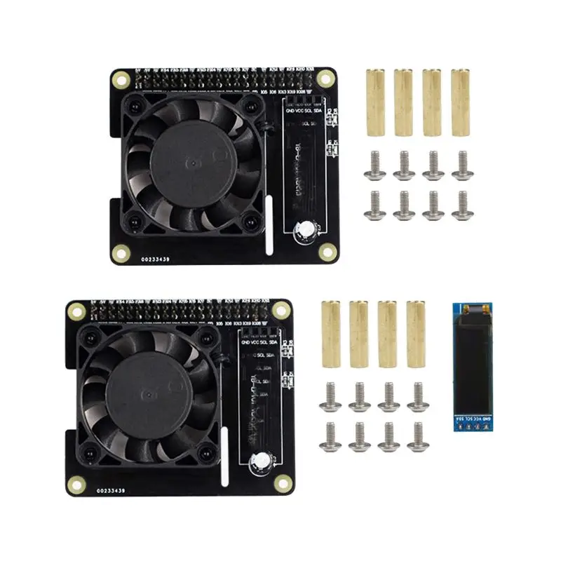 Cooling Fan Expansion Board Cooler with LED Light OLED for Raspberry Pi 4B 3B E65A 1