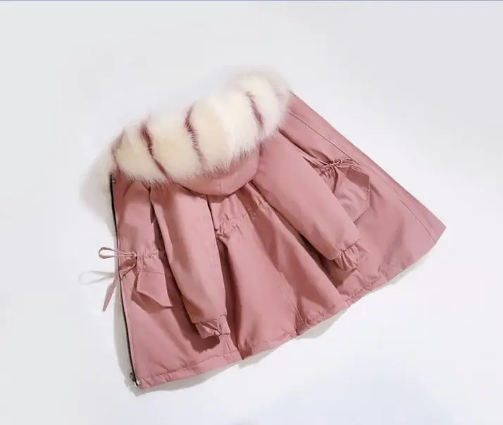 Новинка года, зимняя детская парка, пальто, длинное стильное теплое пальто из искусственного меха для мальчиков, детское утепленное пальто, куртка для девочек, мать и дочь,#5414 - Цвет: pink