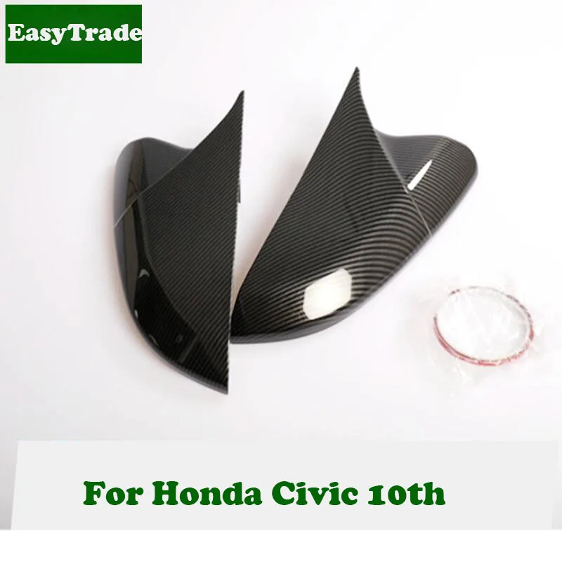 2 шт. пуговицы, боковое зеркало заднего вида, Накладка для Honda Civic 10th, аксессуары для интерьера, углеродное волокно, стиль, Стайлинг автомобиля