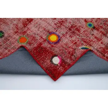 

179x214 Cm Red Handmade Modern Patchwork Rug-6x7 Ft