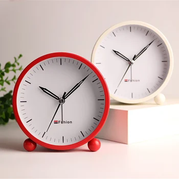 

Round Metal Shell Alarm Clock Simple Night Light Mute Needle Table Clock Home Bedside Snooze Bell Student Get up Timepiece