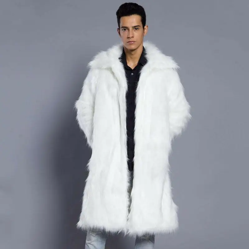 Men's Long Coat New Autumn and Winter Imitation Fox Fur Jackets Youth Large Size Windbreaker Men's Parkas Men Clothing