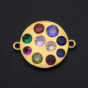 

5pcs/lot Luxury 21mm CZ Zircon DIY Jewelry Disc Charm Connectors Wholesale Bracelet Making Connector OEM Order Accepted