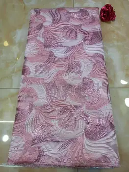 

Popular 2020 African Nigeiran Brocade Lace Fabric New 5yard Brocade Lace For Wedding Party Dress High Quality Pink Tulle Lace