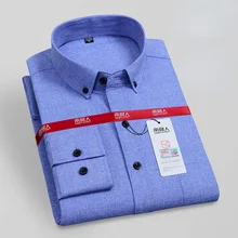 

Men's Bamboo-fiber Dress Shirts Long Sleeve Patch Pocket Button-down Collar Wrinkle Free Business Office Shirt Comfortable Soft