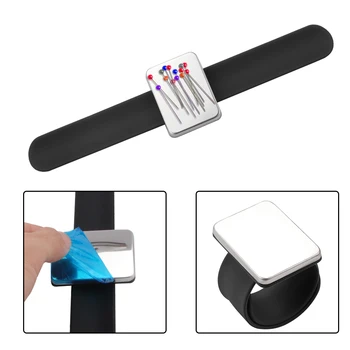 3 Colors Sewing Pincushion Wrist Hand Magnetic Needle Pad Safety Pin Cushion Storage Apparel Pin Holder Sewing Supplies 4