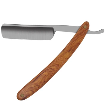 

Straight Black Edge Razor Shaving Shaver For Men, Matte-Finish Bladetainless Steel Cutthroat Handmade Sharp, Vintage Pure Wood H