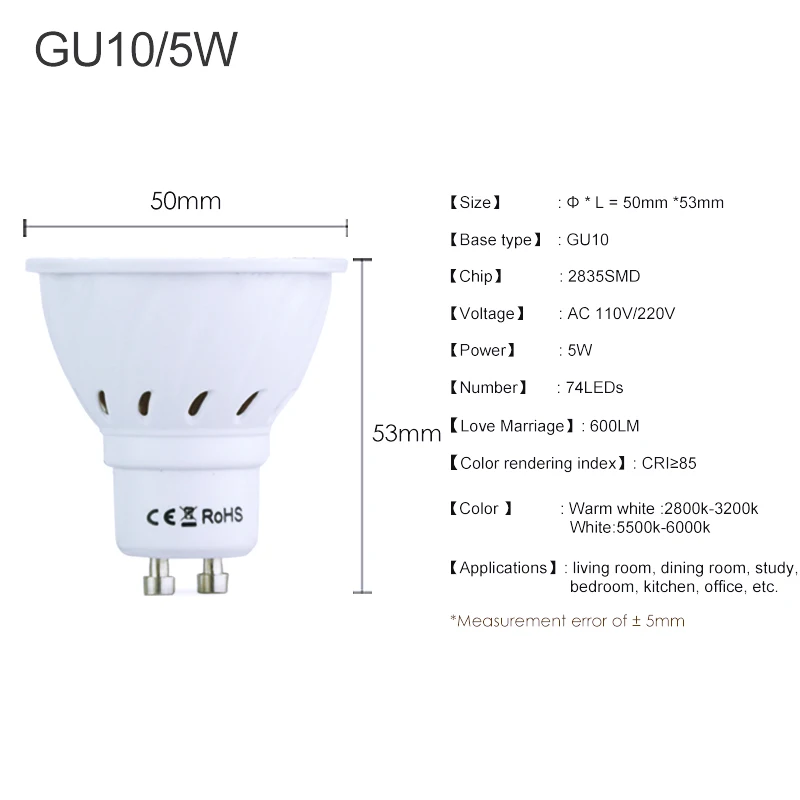 Светодиодная лампа диммер MR16 GU10 2835 SMD 220 В переменного тока 110 5 Вт|Светодиодные
