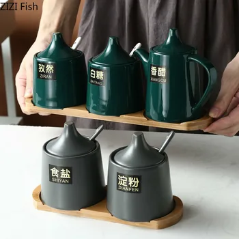 

Creative Nordic Style Ceramic Kitchen Seasoning Tank Oiler Set Cover Salt Shaker Pepper Spice Jar Kitchen Accessories