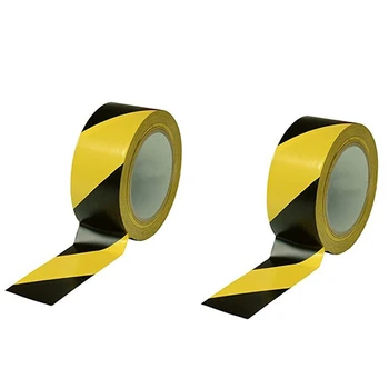 

2Pcs Black and Yellow Floor Marking Traffic Safety Warning Marking PVC Floor Warning Tape Isolation Tape