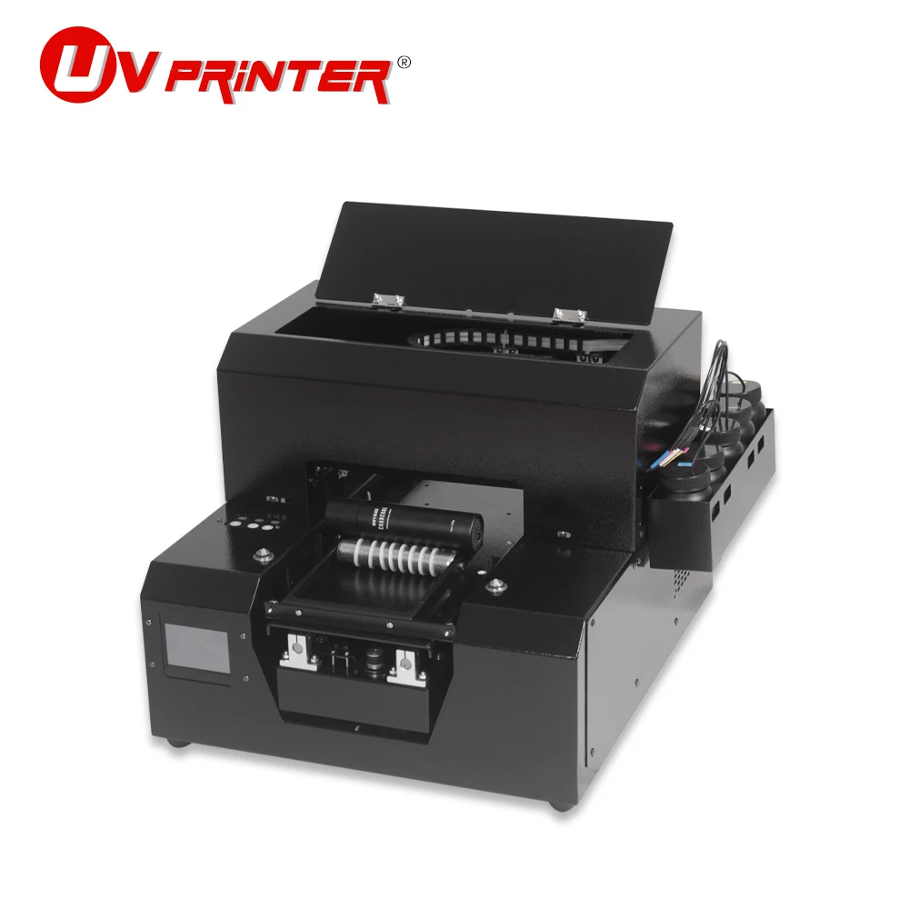 

UV flat cylinder printer A4 size 6 color channel infrared height adjustment + touch panel design for silicone/leather/glass