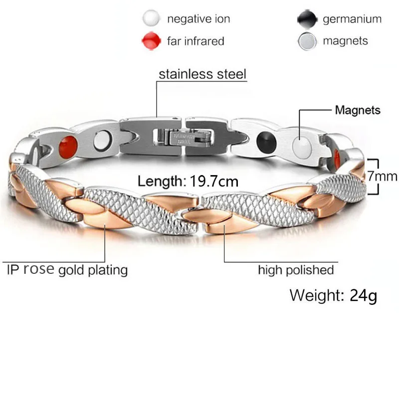 Нержавеющая сталь здоровья магнитный браслет для женщин Прямая поставка - Окраска металла: 7