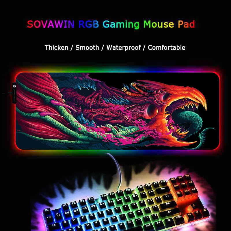 XGZ игровой RGB большой коврик для мыши геймер большой коврик для мыши компьютерный Коврик Для Мыши Led подсветка клавиатура настольный коврик для CSGO Монстр стиль