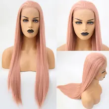 Bombshell дымчатый розовый прямой синтетический 13*3 парик фронта шнурка Glueless термостойкие волокна волос натуральный волос для женщин парики