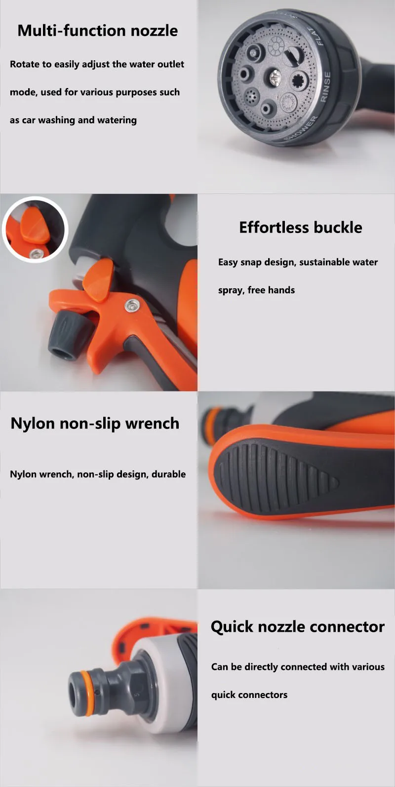 Garden Water Gun Watering Gun Hose Nozzles Adjustable Water Gun Lawn Hose Multifunction Garden High Pressure Sprayer