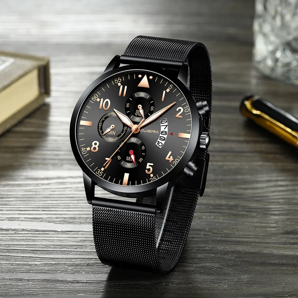 

Men's Fashion Busine Sport Stainless Steel Date Watch Simple Quartz Analog Wrist Men Watches montre homme grande marque