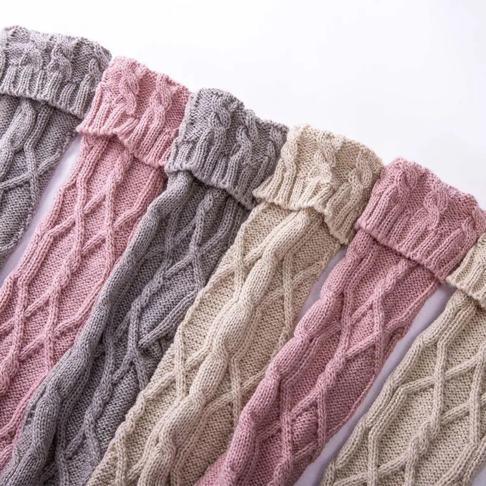 1 пара одноцветные сексуальные женские зимние шерстяные теплые вязаные ботфорты