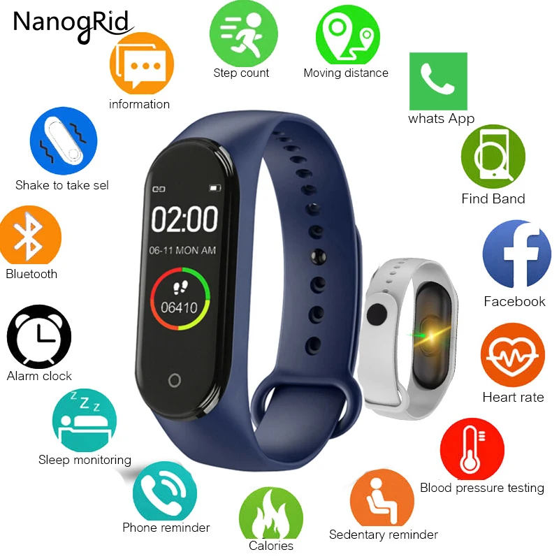 

M4 Smart Wristband fitness tracker Smart Watch Health Heart Rate band Blood Pressure Waterproof Bracelet for Men Women Smartband