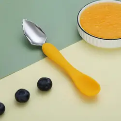 1 Set Infant Spoon Durable Portable Anti-rust Ergonomic Round Edge Infant Spoon   Baby Spoon  for Kids
