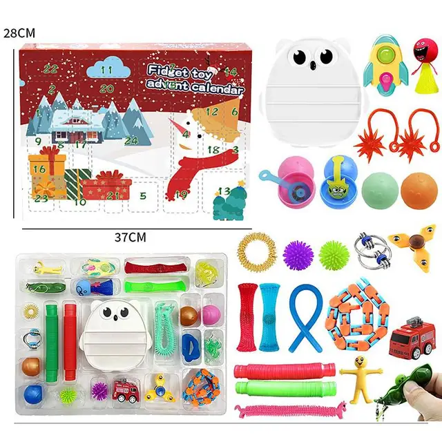 2021 Fidget Toys Advent Calendar Christmas Gift 24 Days Pack Set Anti Stress Kit Stress Relief Figet Toy Blind Box Kids Gift Q