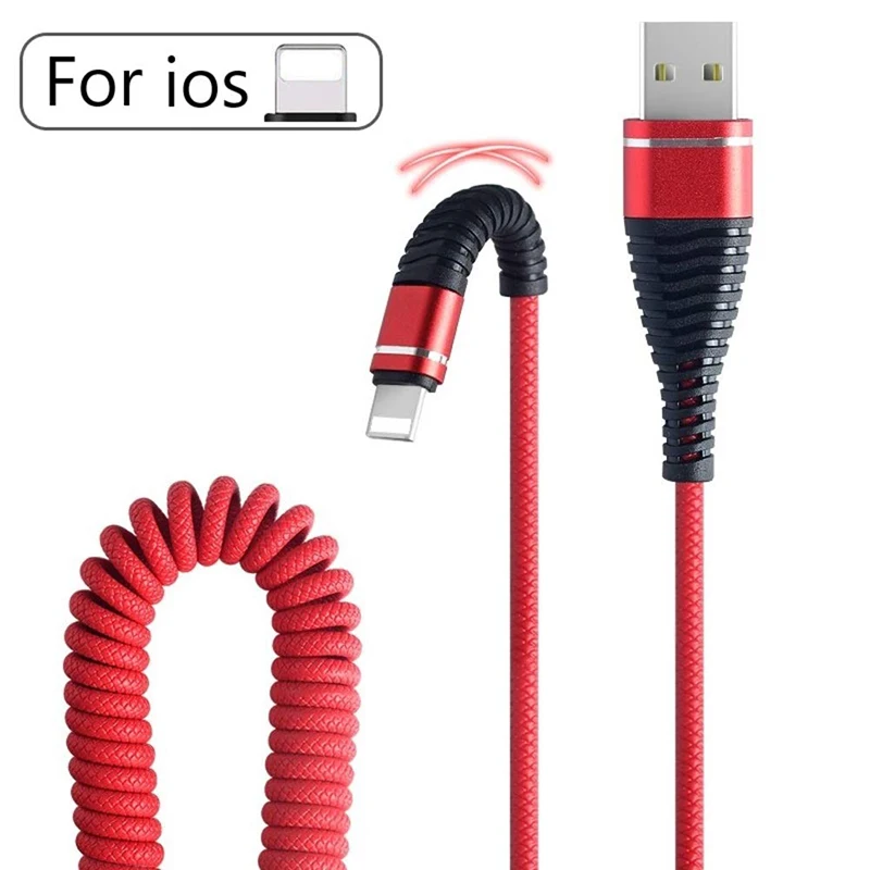 USB кабель выдвижной пружинный кабель для iPhone X XS Max XR 8 7 6 Plus 2.4A кабель для быстрой зарядки кабель для мобильного телефона USB кабель для передачи данных