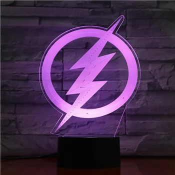 

The Flash logo Dc Justice League Usb 3d Led Night Light Cartoon Superhero Boys Child Kids Birthday Gifts Bedside Bed Table Lamp