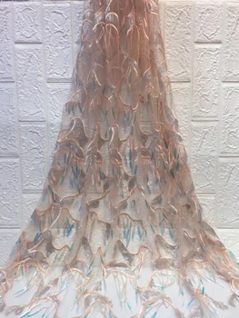 

High Quality African Lace Fabric Net 2020 French Lace Fabric Tulle With Sequins Pink Nigerian Lace Fabrics For Wedding ZX30811