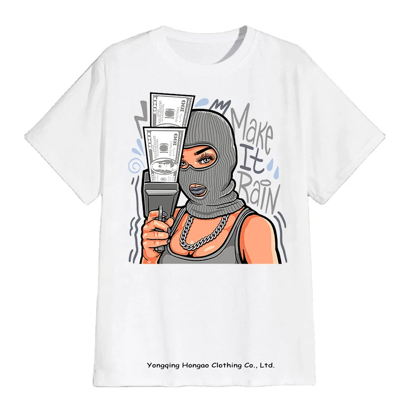 

2021 New Arrivals Match Sneaker T Shirts Women Make It Rain Print O Neck T shirts Women Graphic T Shirts 100% Cotton